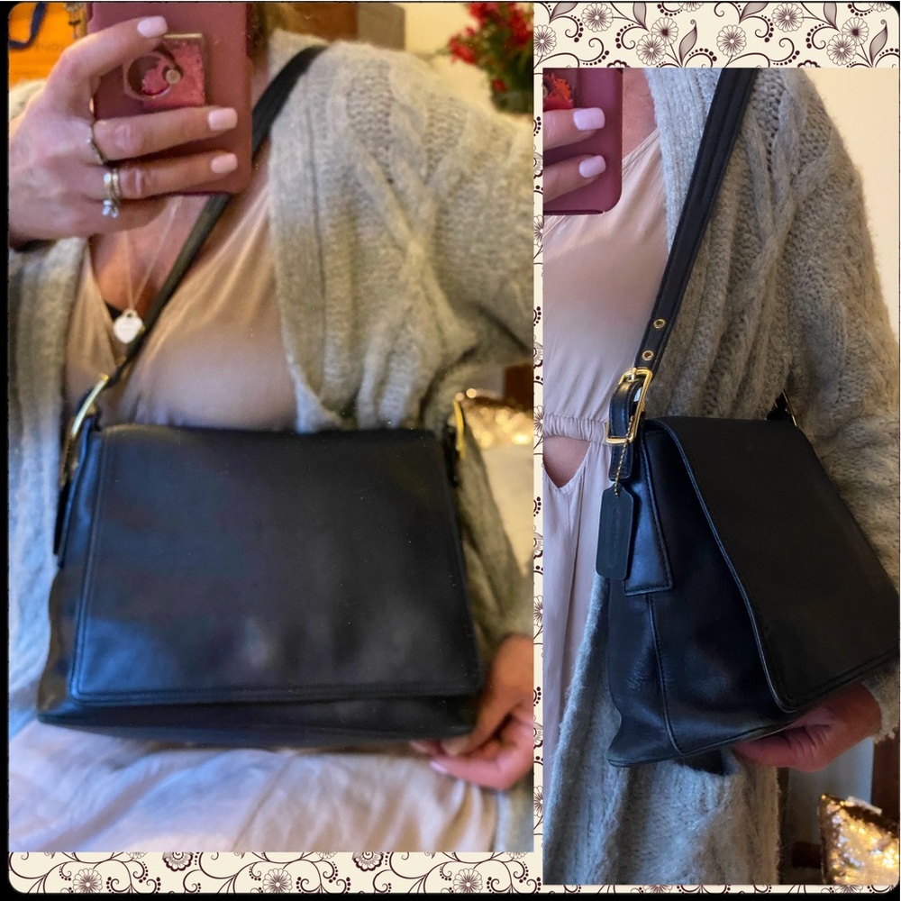 VINTAGE COACH BLACK LEGACY STUDIO FLAP BAG 9828 - Picture 7 of 17